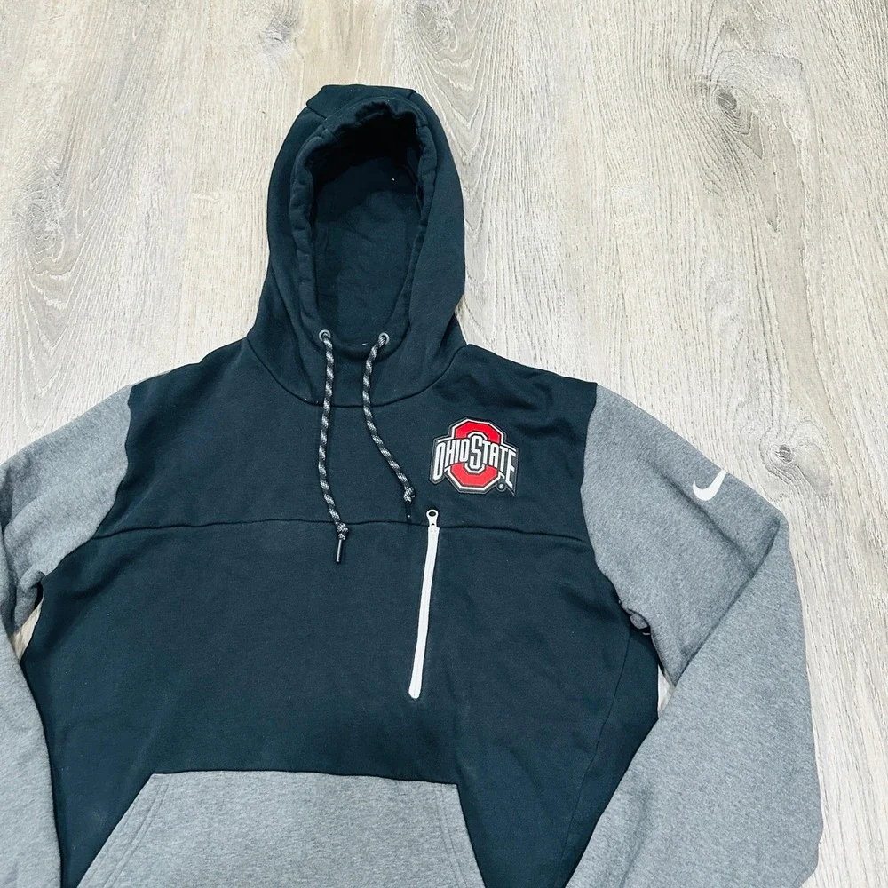 Nike Ohio‎ State Buckeyes Mens Large Hoodie Black Grey Colorblock Pullover L